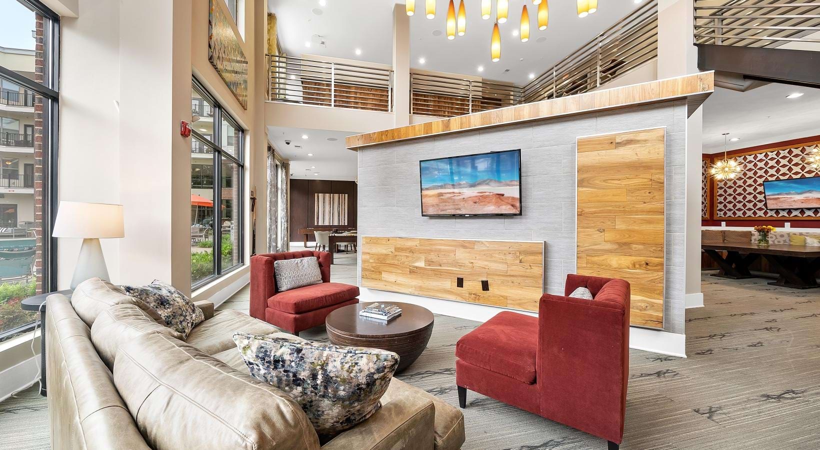 Settle into comfort at Jones Grant a living room with a fireplace